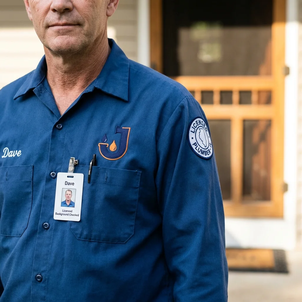 Licensed plumber showing ID badge in Middleport, OH